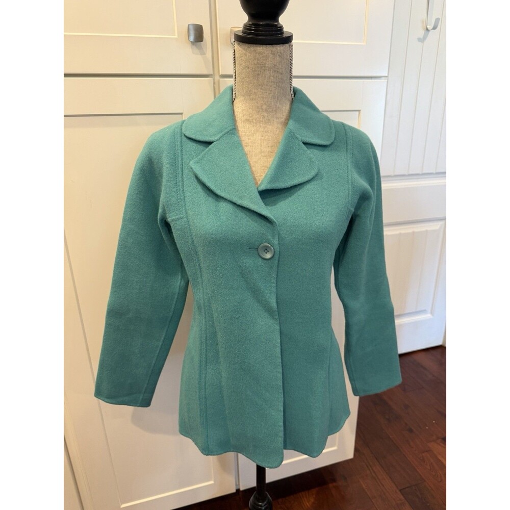 Pendleton Jacket Womens Small Teal 100% Merino Wool Boiled Felted One Button